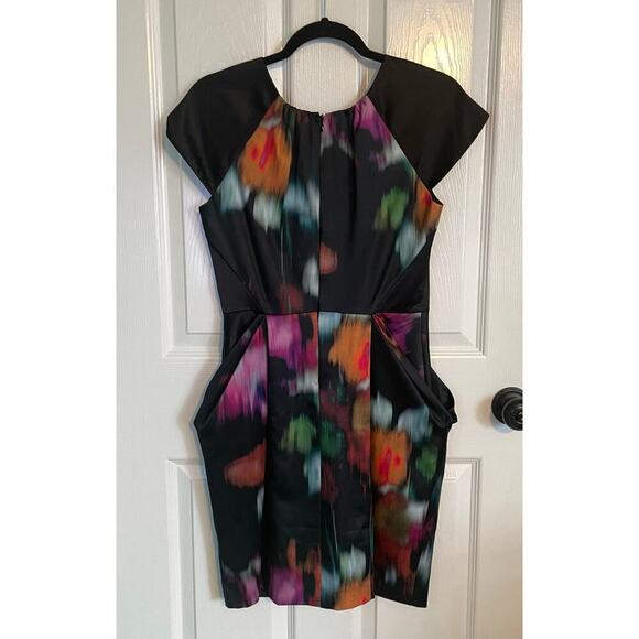 GUESS by Marciano Black Multicolor Watercolor Sheath Dress Cocktail Size Small - Picture 6 of 6